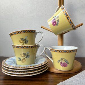 Royal Heritage Collection Multifruit 4 Tea Pairs Cups & Saucers Cherry Lemon